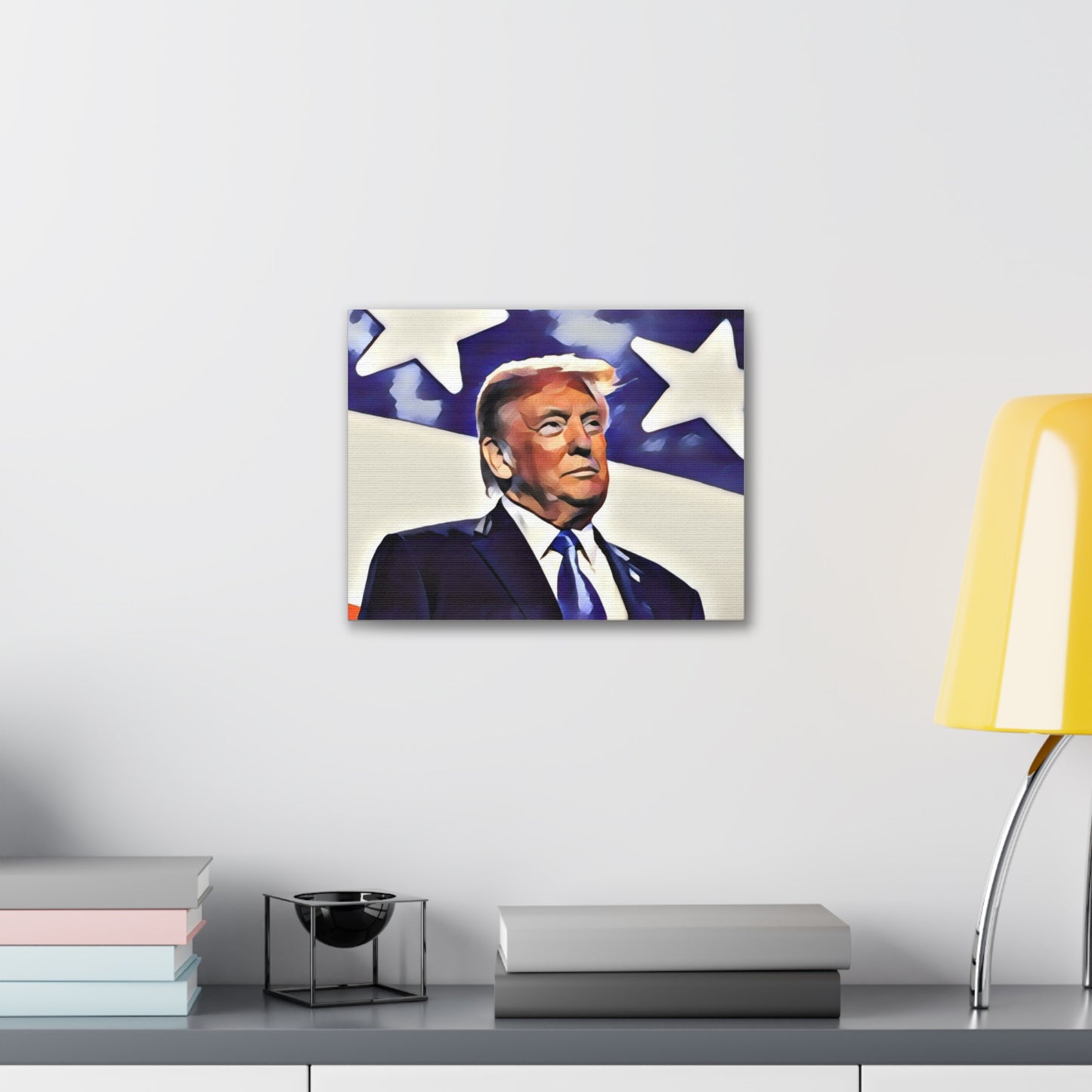 Canvas Gallery Wrap - Donald Trump with American Flags