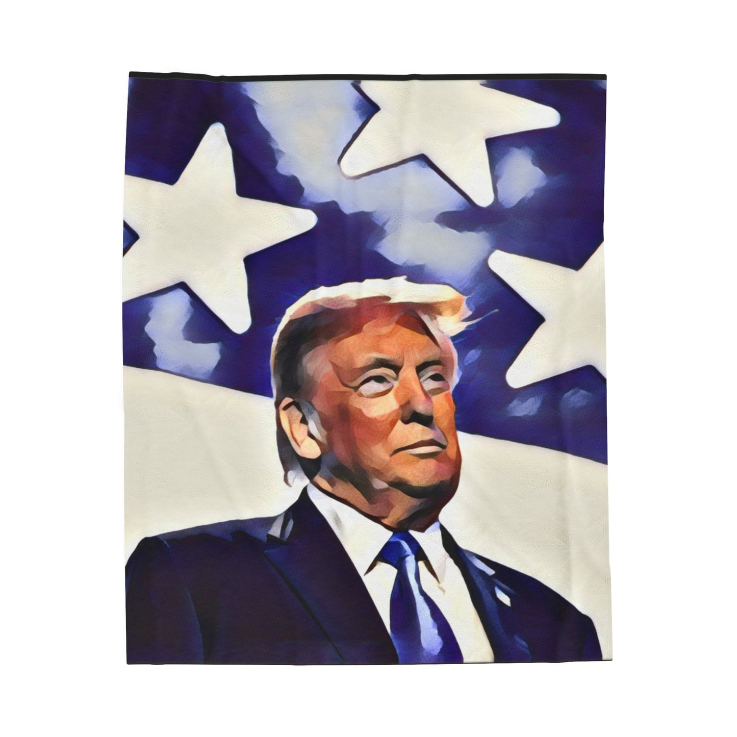 Blanket - Trump with American Flag Velveteen Plush Blanket