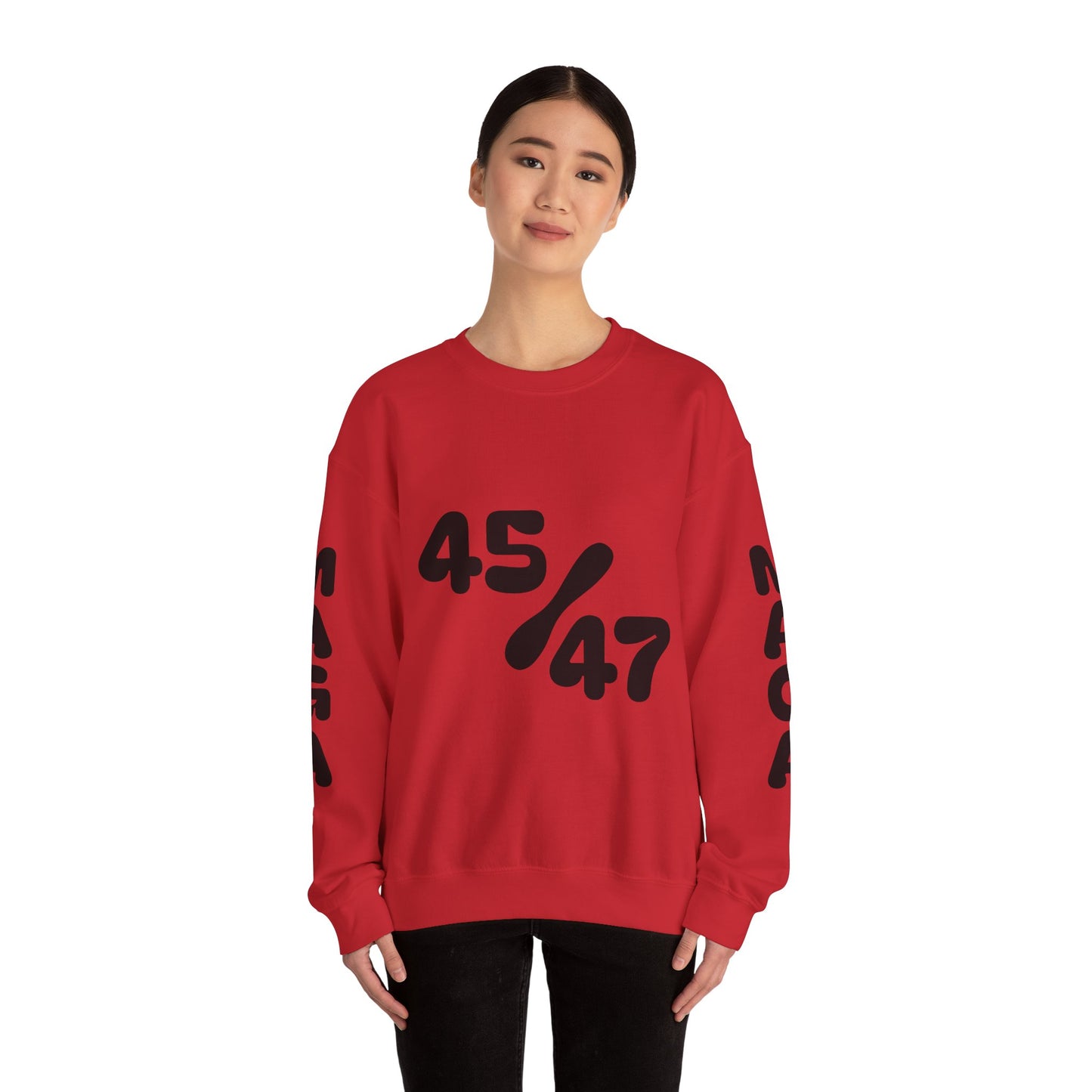 Black 47/45 MAGA on sleeves Unisex Heavy Blend™ Crewneck Sweatshirt