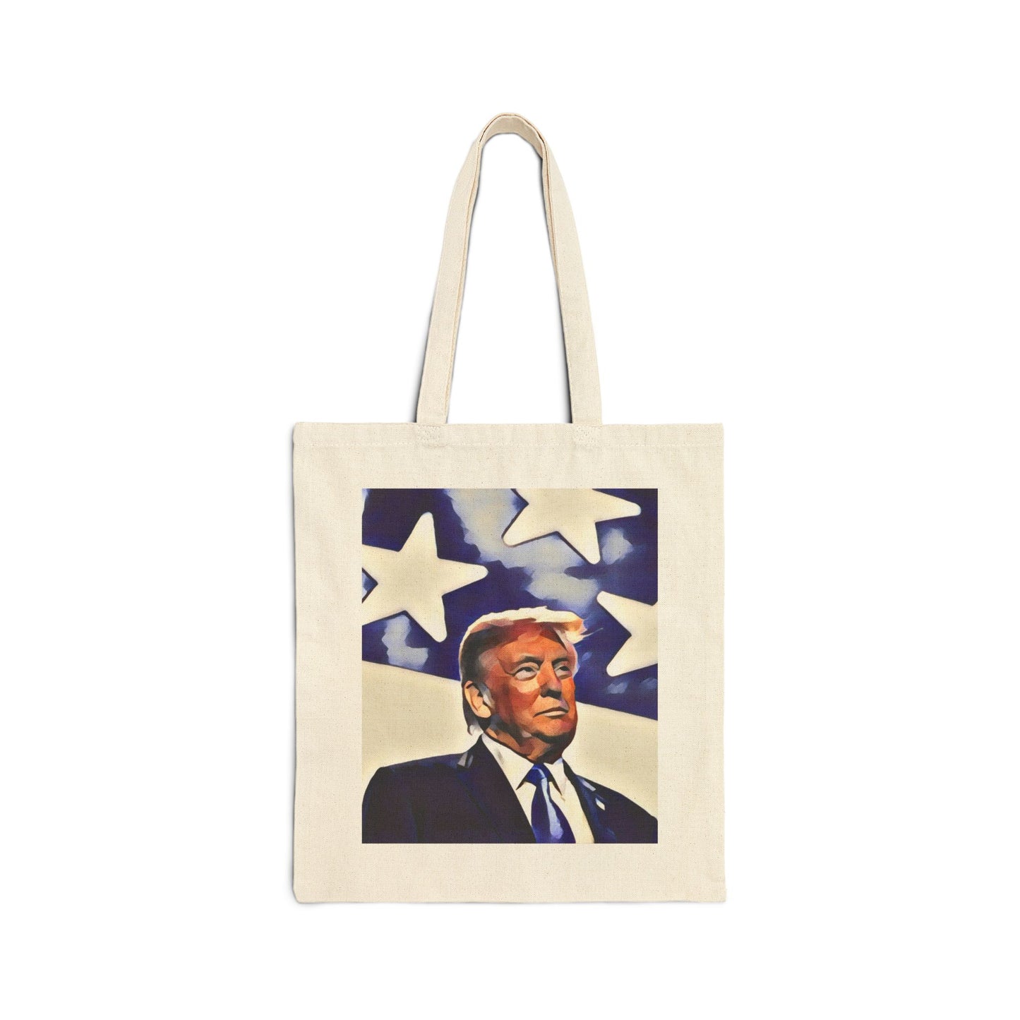 Canvas Tote Bag - Donald Trump American Flag Design