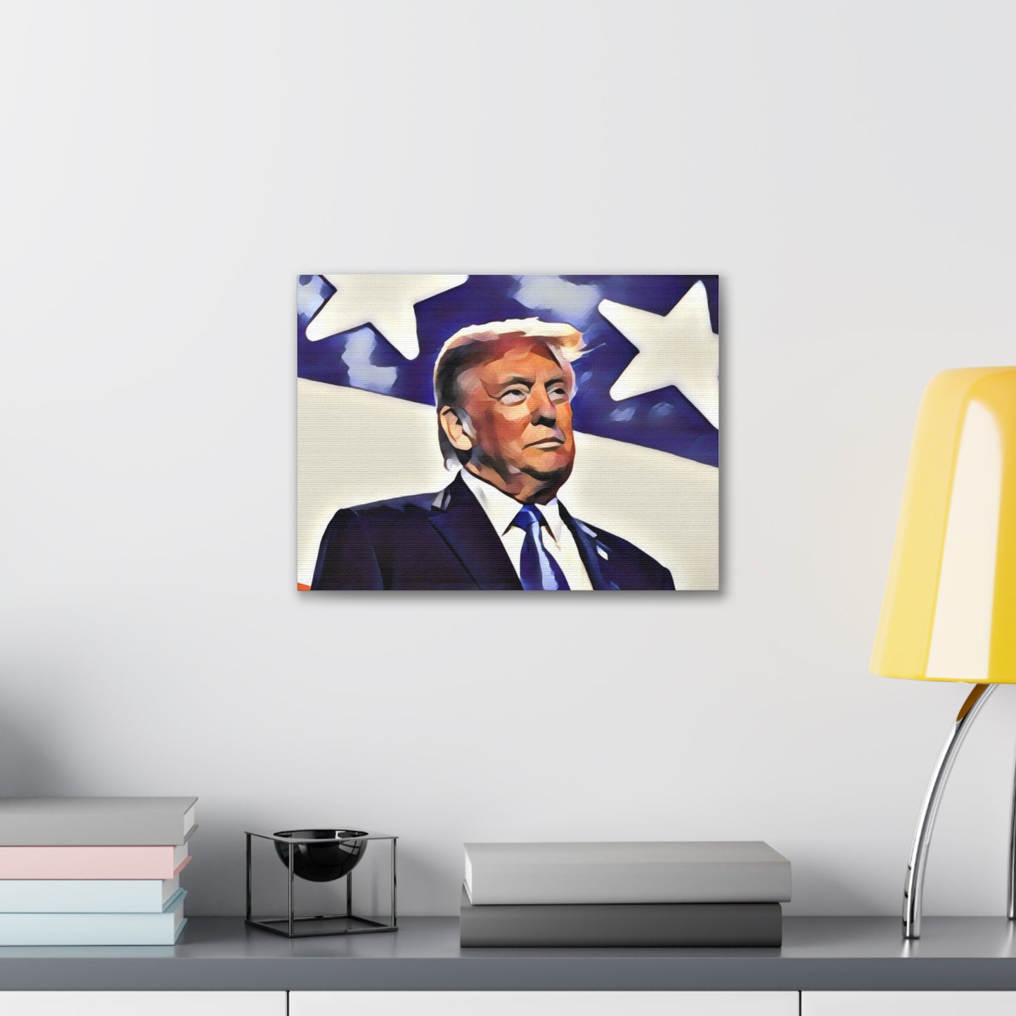 Canvas Gallery Wrap - Donald Trump with American Flags