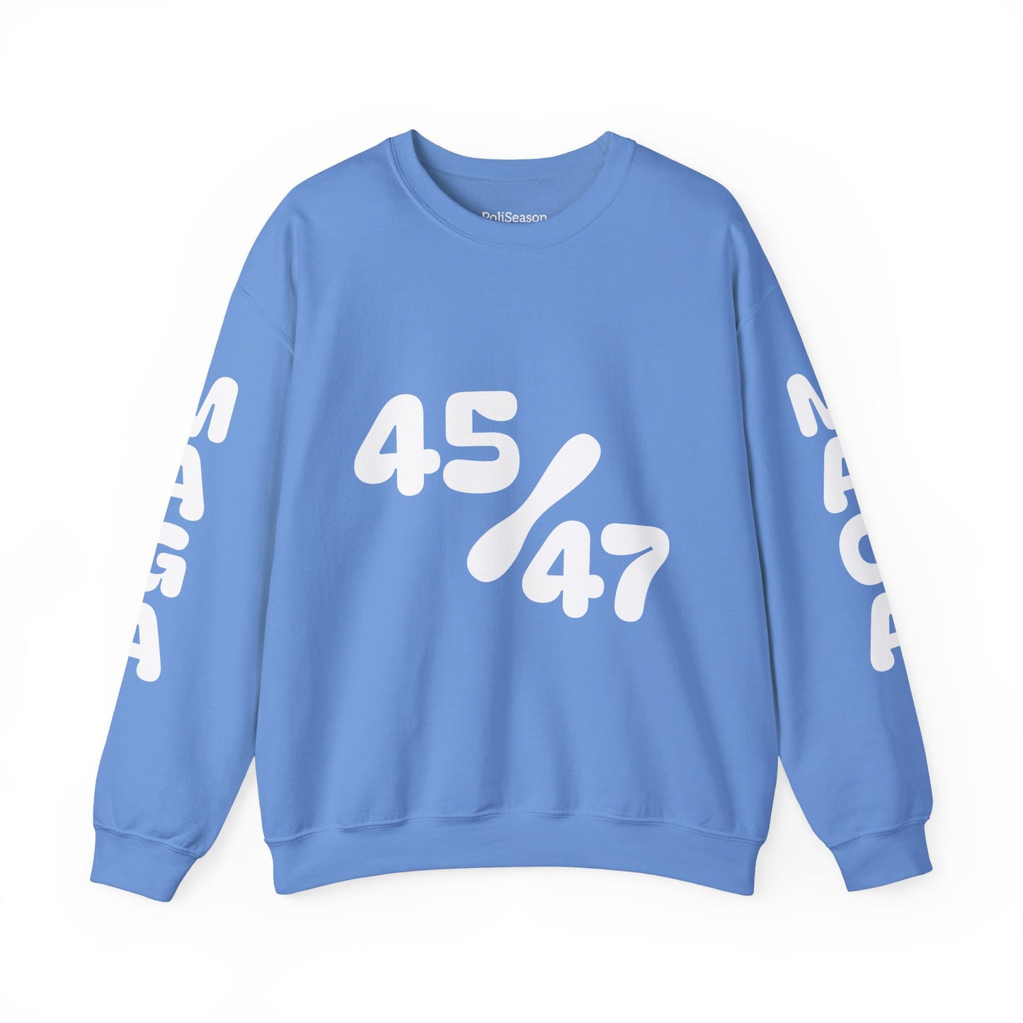 White 47/45 MAGA on sleeves Unisex Heavy Blend™ Crewneck Sweatshirt