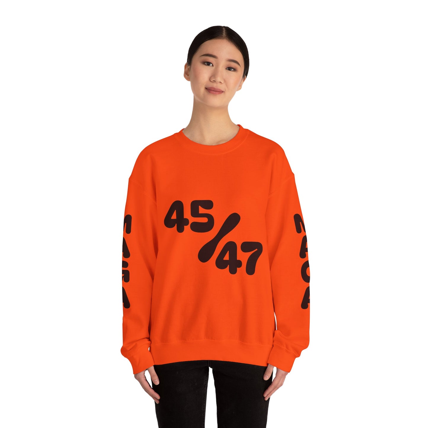 Black 47/45 MAGA on sleeves Unisex Heavy Blend™ Crewneck Sweatshirt