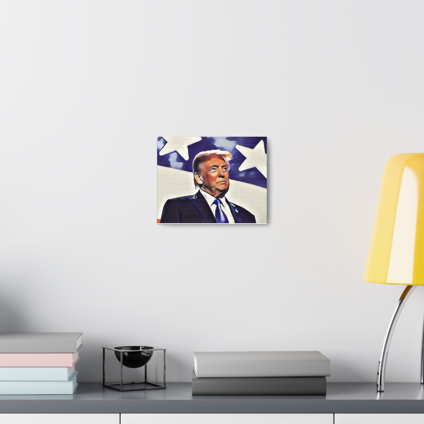 Canvas Gallery Wrap - Donald Trump with American Flags