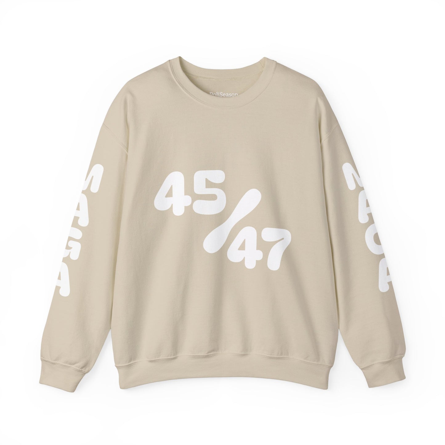 White 47/45 MAGA on sleeves Unisex Heavy Blend™ Crewneck Sweatshirt