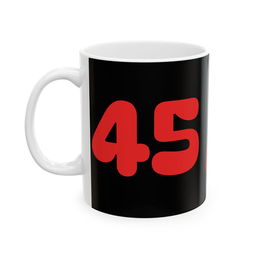 Black 45/47 Ceramic Mug, (B/R) (11oz, 15oz)