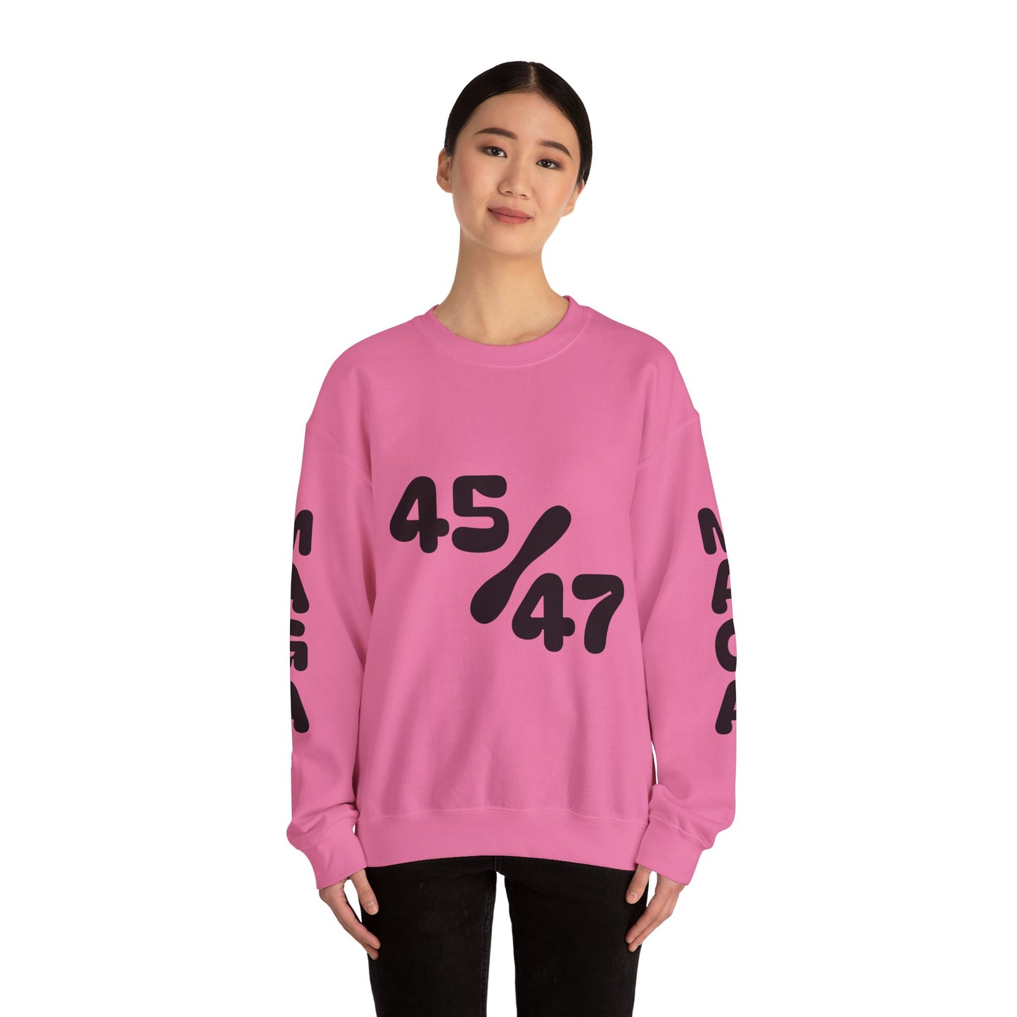 Black 47/45 MAGA on sleeves Unisex Heavy Blend™ Crewneck Sweatshirt