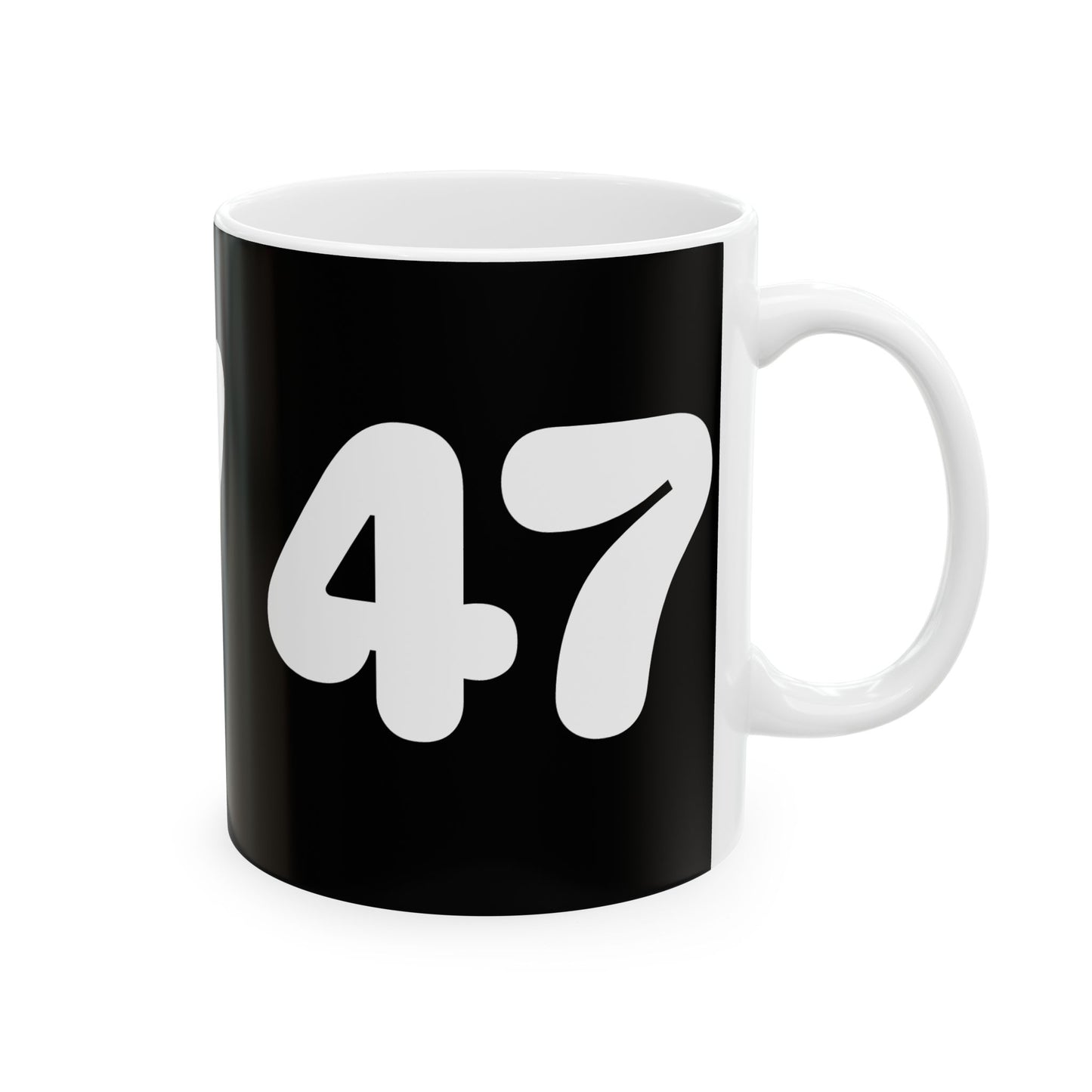 Black 45/47 Ceramic Mug, (B/W) (11oz, 15oz)