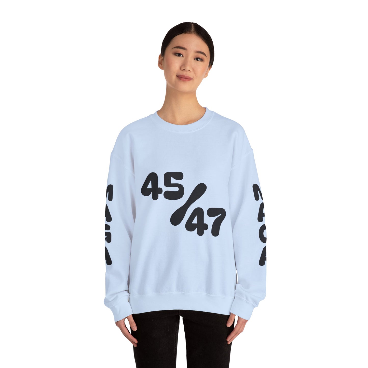 Black 47/45 MAGA on sleeves Unisex Heavy Blend™ Crewneck Sweatshirt