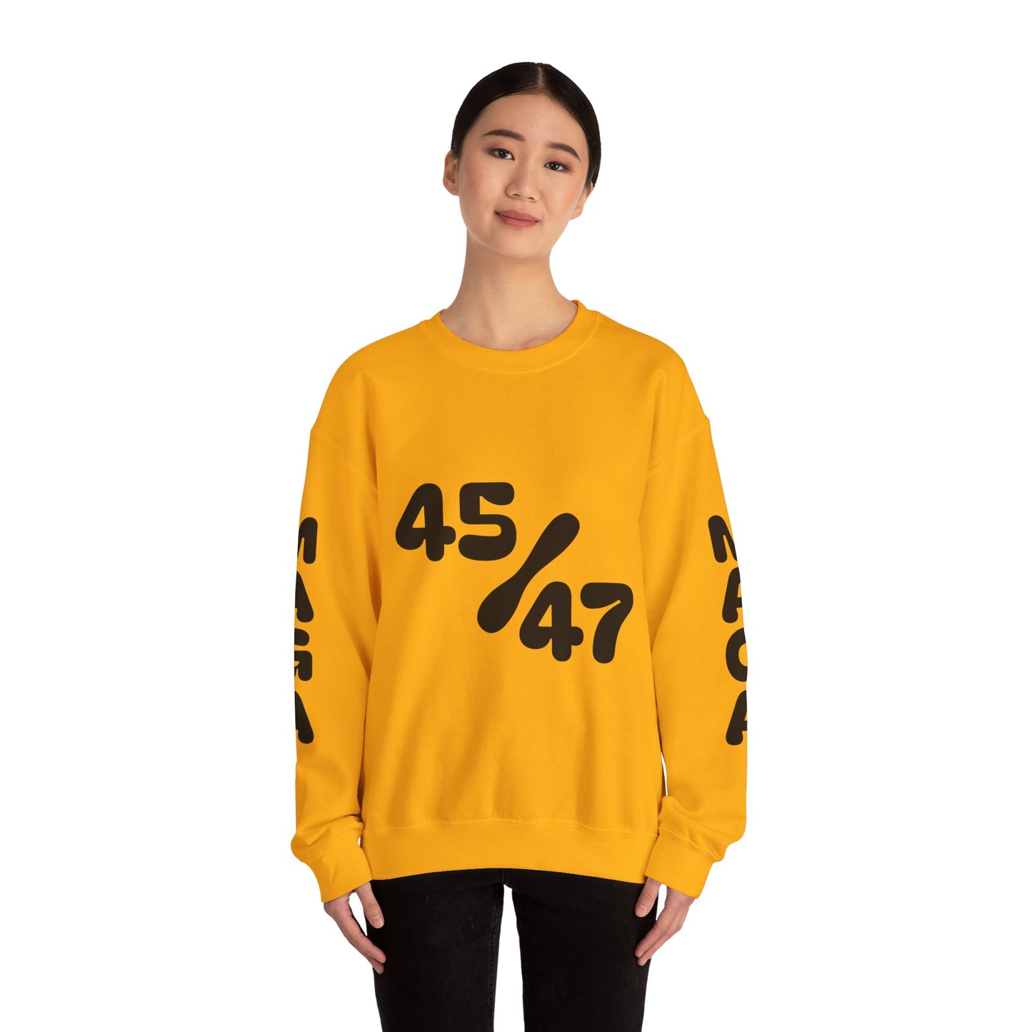 Black 47/45 MAGA on sleeves Unisex Heavy Blend™ Crewneck Sweatshirt