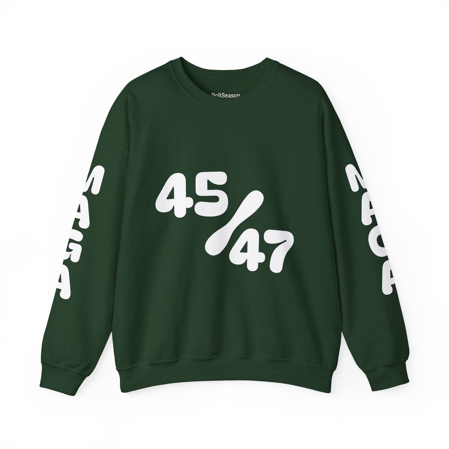 White 47/45 MAGA on sleeves Unisex Heavy Blend™ Crewneck Sweatshirt