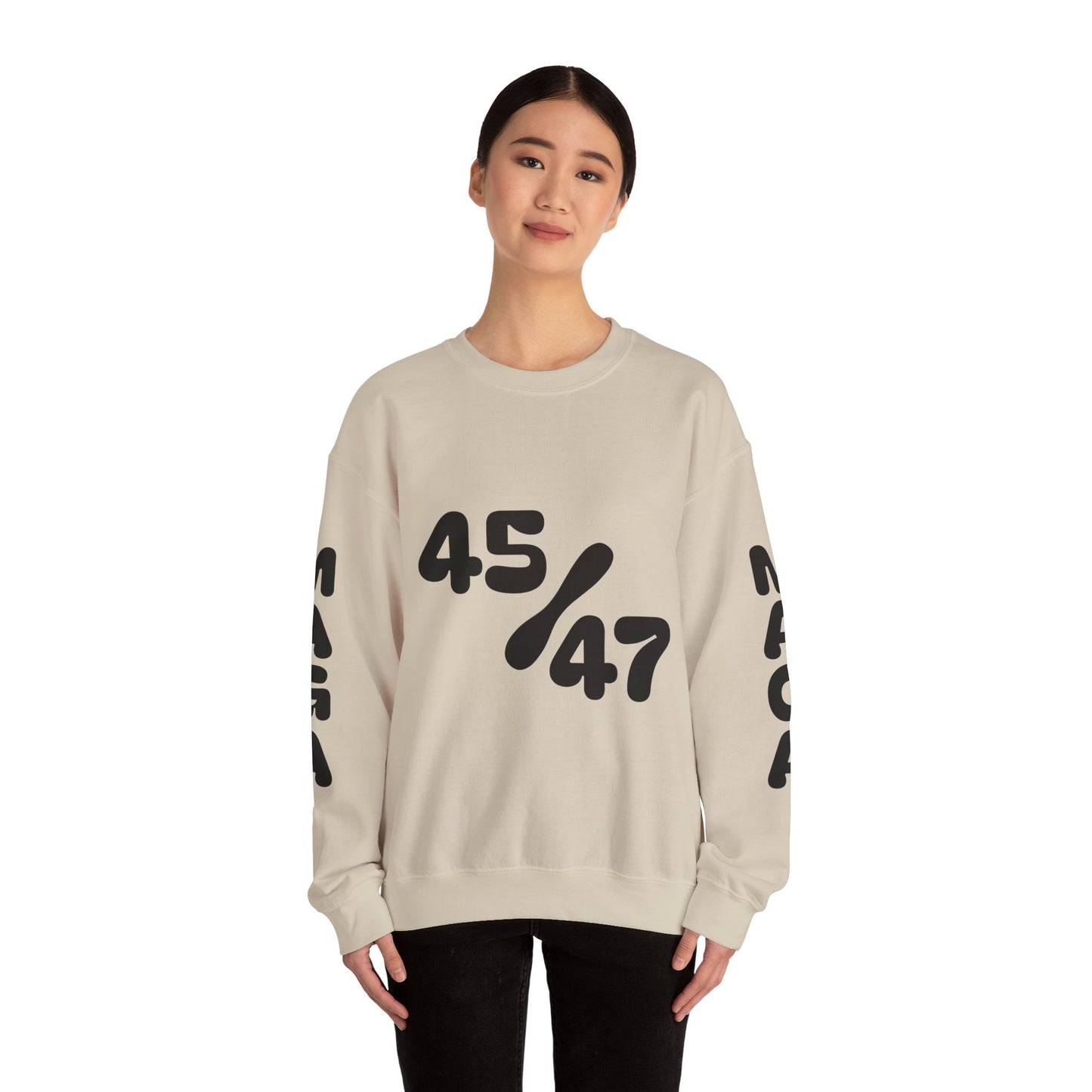 Black 47/45 MAGA on sleeves Unisex Heavy Blend™ Crewneck Sweatshirt