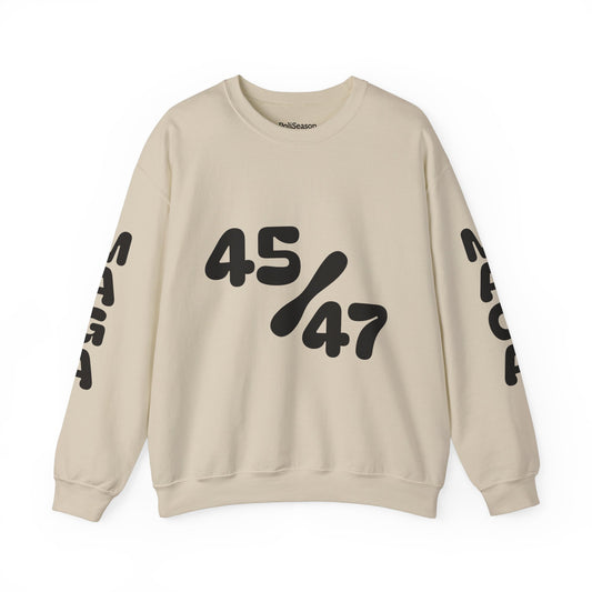 Black 47/45 MAGA on sleeves Unisex Heavy Blend™ Crewneck Sweatshirt