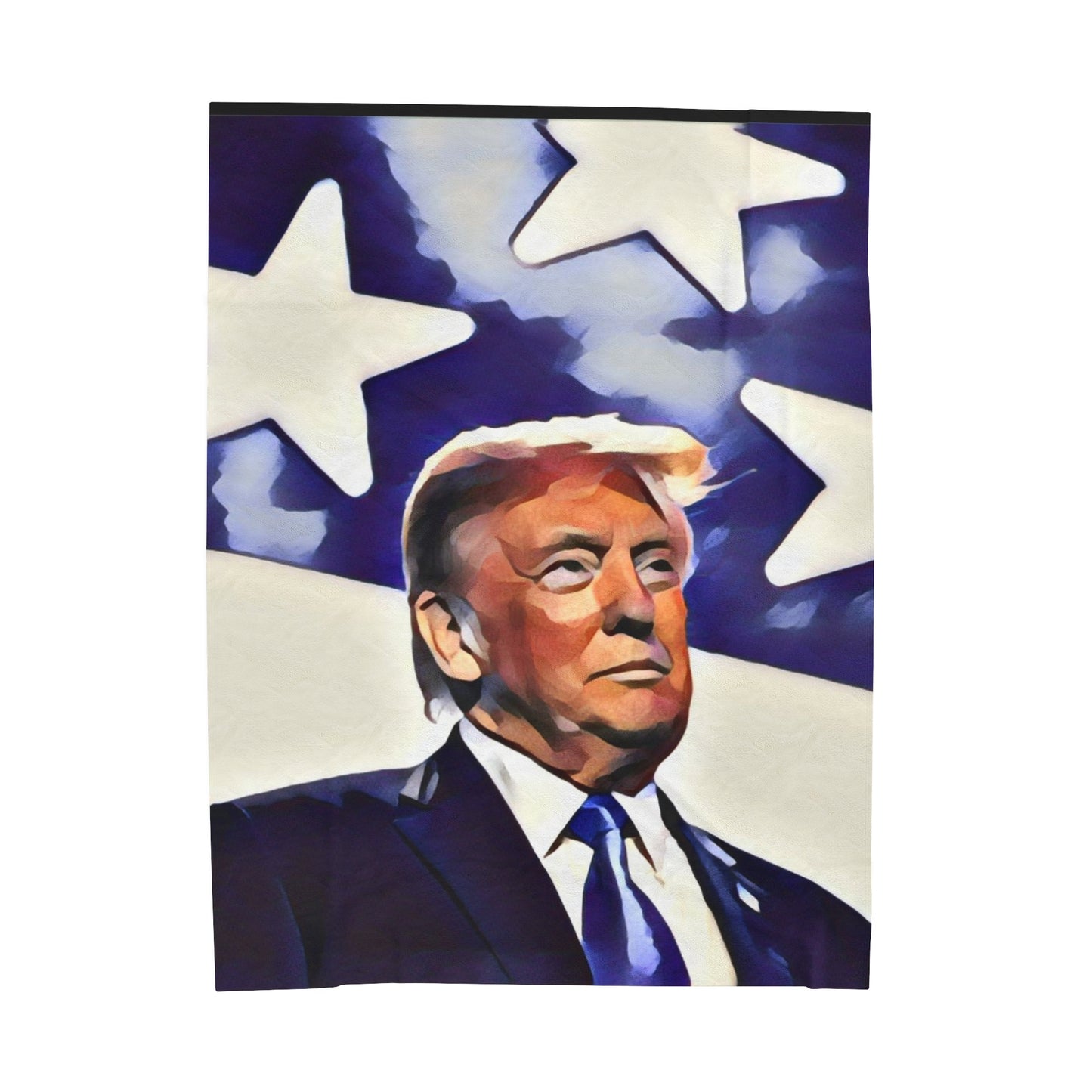 Blanket - Trump with American Flag Velveteen Plush Blanket