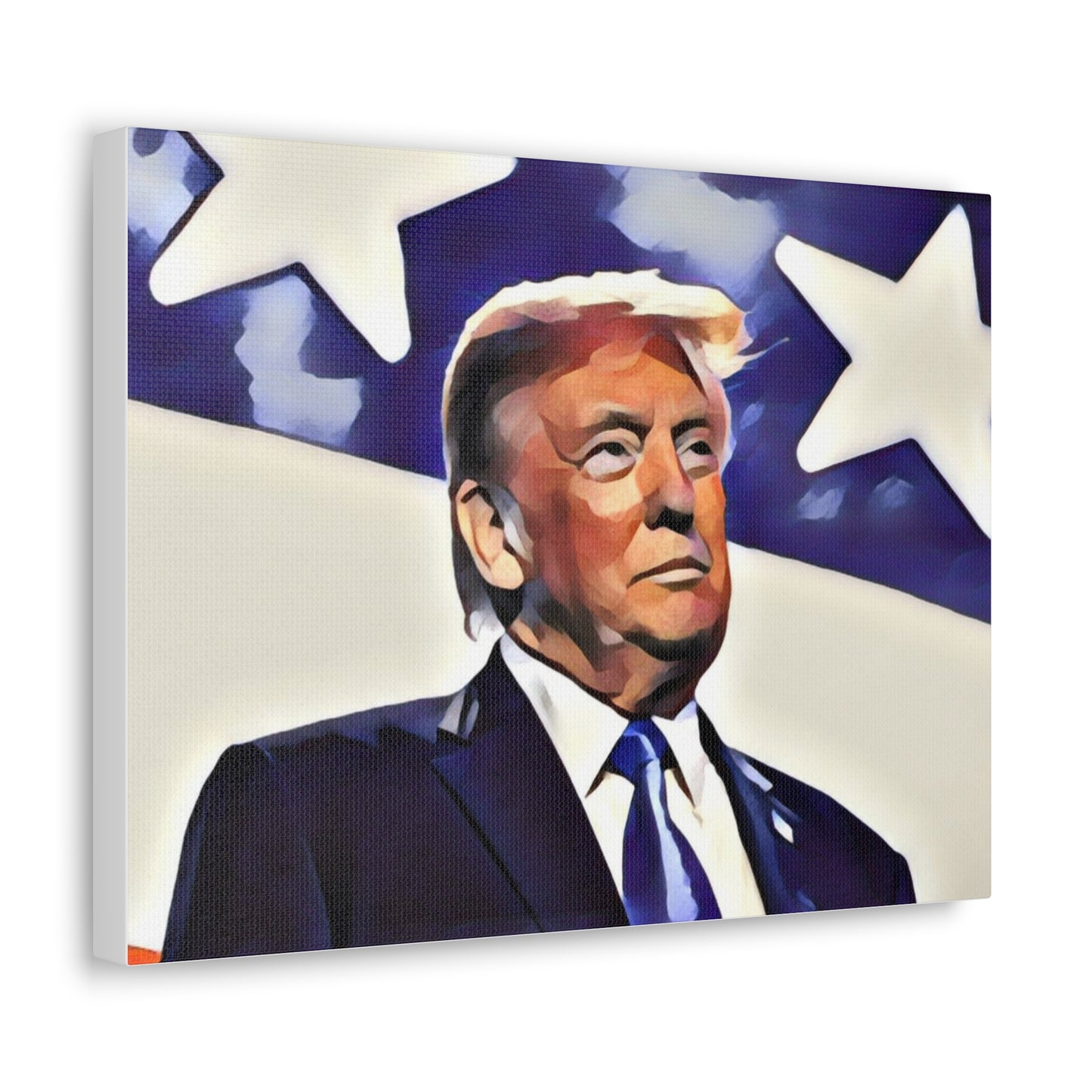 Canvas Gallery Wrap - Donald Trump with American Flags