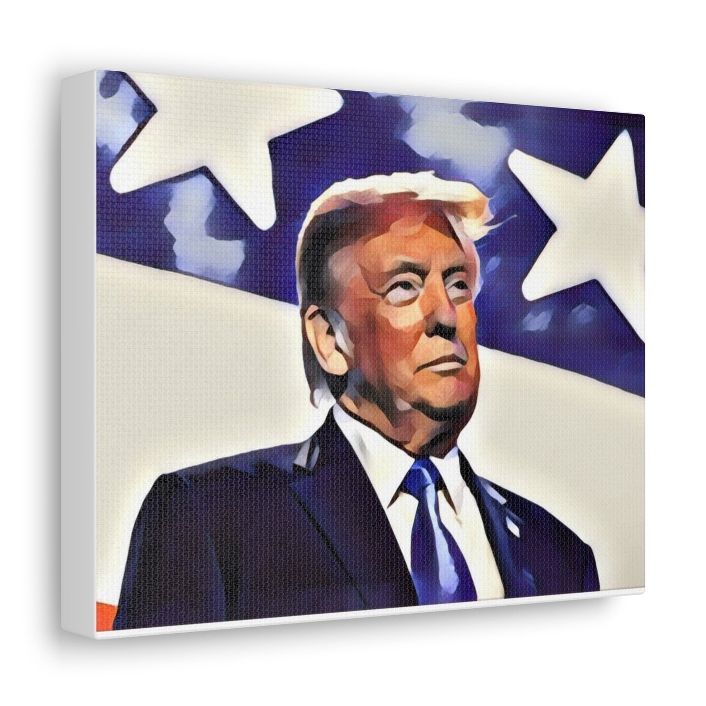 Canvas Gallery Wrap - Donald Trump with American Flags